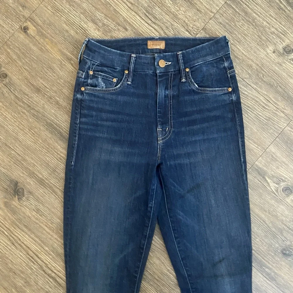 MOTHER High Waisted Looker Teaming Up Skinny Jeans Size 25 WORN ONCE DARK WASH - Picture 3 of 9